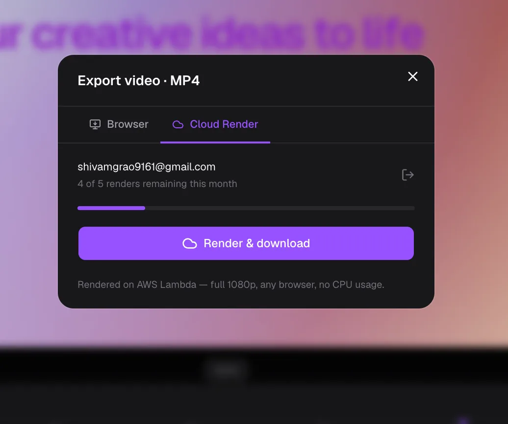 Export in 1080p on AWS Lambda